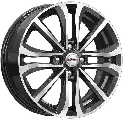 wheelcatalog_a109057eff192b5270163d2c1a35230c348ccda0332ddb5208b607f4cff4b2b9-1 Диск iFree Панган 6x16 ET45 4x100 d54.1 Черный с полированной лицевой частью — изображение 1