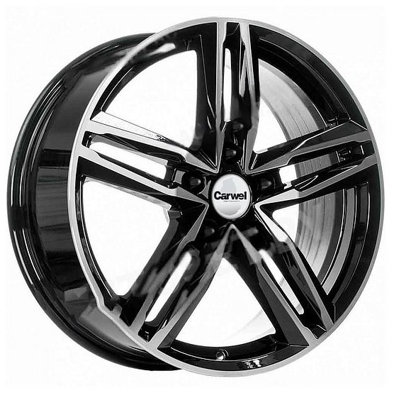 wheelcatalog_ab0019066fb5530e16dbf301fc6b73f28ca7380b4e06bd638c3d564d725ff256-1 Диск Carwel Малык 7.5x18 ET45 5x114.3 d67.1 Черный с полированной лицевой частью — изображение 1