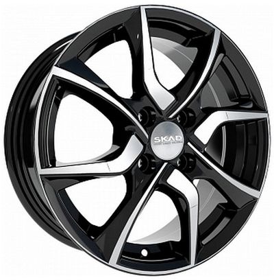 wheelcatalog_cd714c370000c0c44f2d5eed3035b85866d78beb5c5b1171b058ddafce73a8be-24 Диск СКАД Тулон 6x15 ET48 4x100 d54.1 Черный с полированной лицевой частью — изображение 1