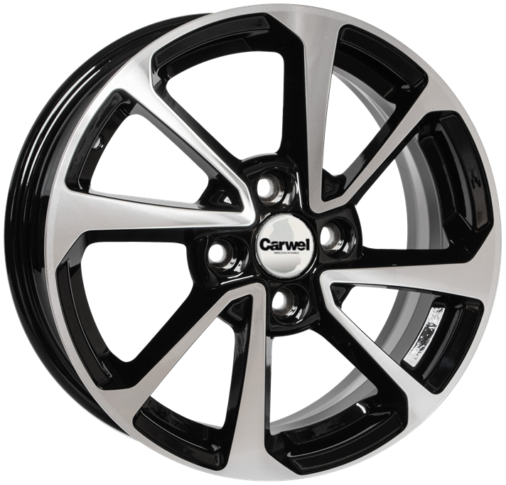 wheelcatalog_c94ea09f396015c9d74acdba24d4f80e49b479e24f03450c09a70cddf7e80d7c Диск Carwel Ессей 6x15 ET50 4x100 d60.1 Черный с полированной лицевой частью — изображение 1